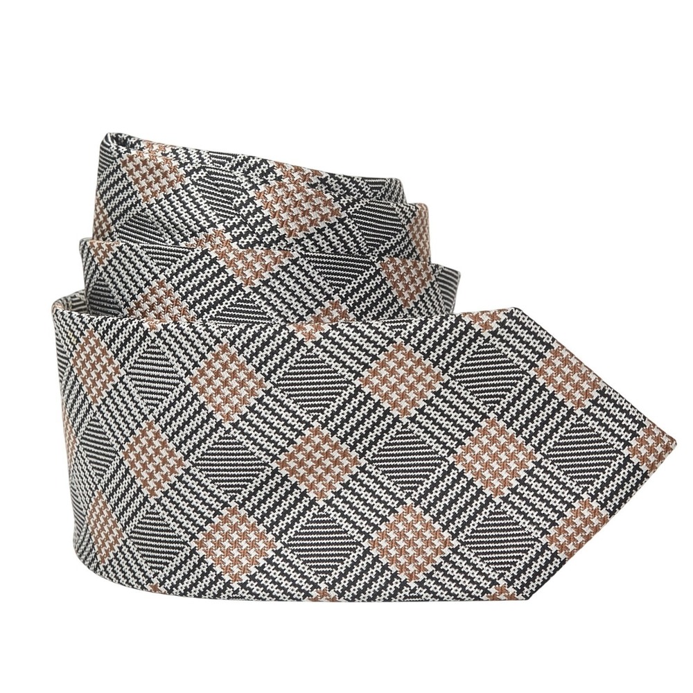 JOS. A. BANK Signature Collection Mens Hand Made Silk Necktie Brown/Plaid/Black‎